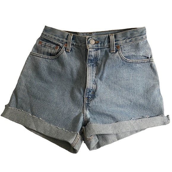 Levi’s 550 High-Rise Relaxed Fit Tapered Leg Cut Off Jeans Blue Size 10 reg Med - Picture 2 of 9